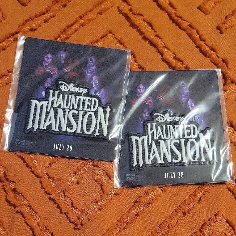 Set of 2 Disney Haunted Mansion Collectible Patches - Black and White